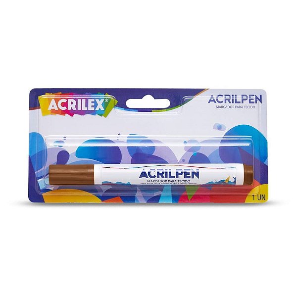 Caneta para tecido marrom acrilpen blister - acrilex (cx.c/06)