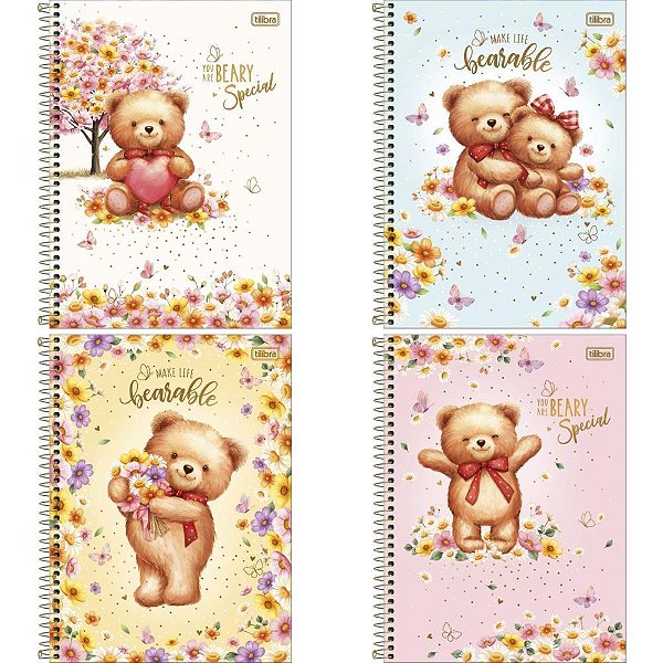 Caderno 01x1 capa dura love bears 80fls - tilibra (pct.c/04)