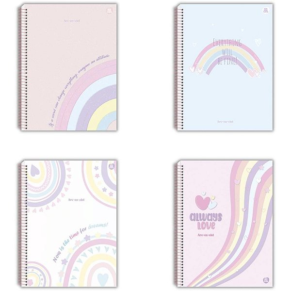 Caderno 01x1 capa dura arc-en-ciel 80f - animativa (pct.c/04)