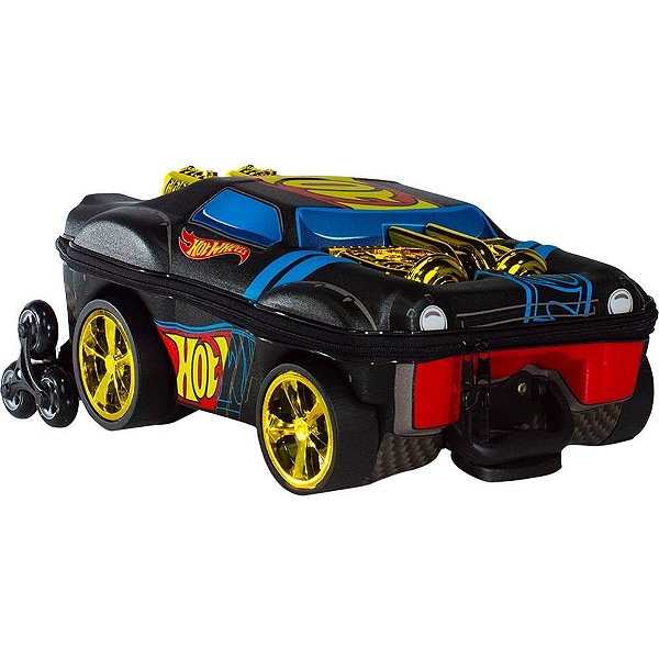 Mochila infantil com rodinha hotwheels night shifter preto - maxtoy (unidade)
