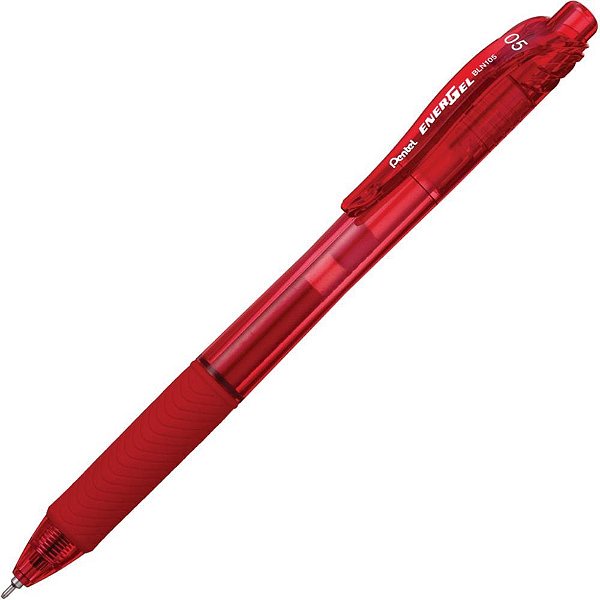 Caneta gel energel retratil 0.5mm verm - pentel (cx.c/12)