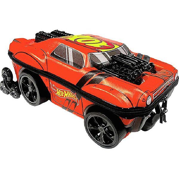 Mochila infantil com rodinha hotwheels night shifter laranj - maxtoy (unidade)