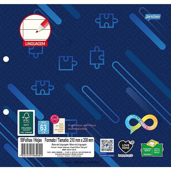 Folha 2 furos neuro linguag.flex uniflex 50f - jandaia (pct.c/10)