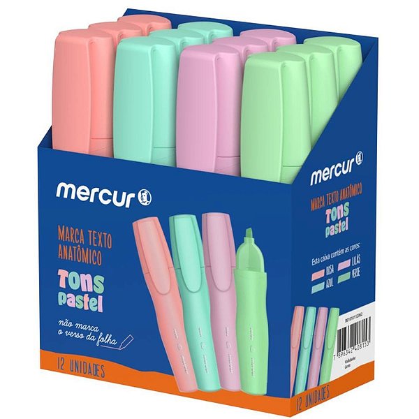 Caneta marca texto tons pastel anatomico (s) - mercur (cx.c/12)