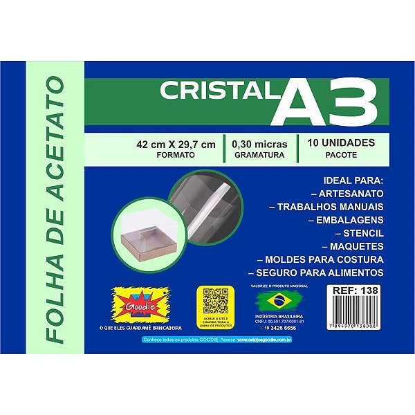 Capa para encadernacao a3 acetato lisa 0,30 - goodie (pct.c/10)