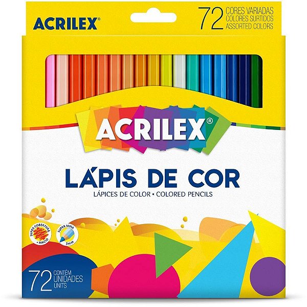 Lapis de cor sextavado 72 cores - acrilex (pct.c/02)