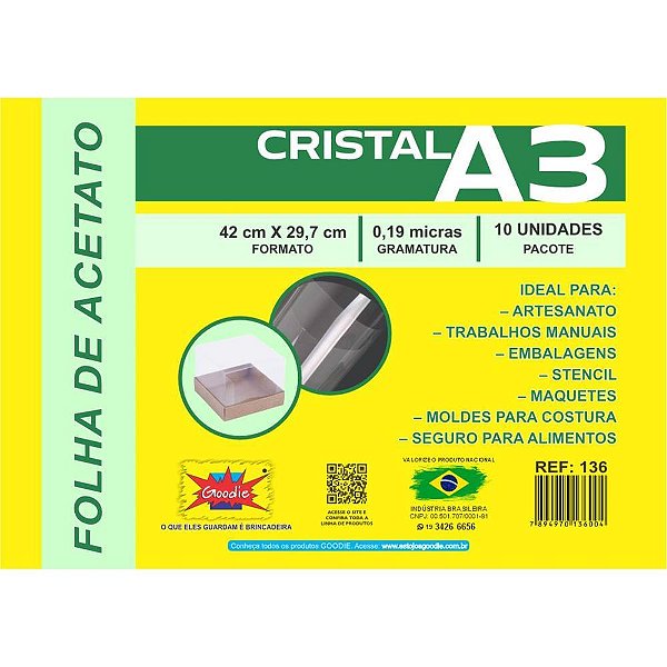 Capa para encadernacao a3 acetato lisa 0,19 - goodie (pct.c/10)