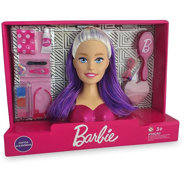 Boneca barbie styling head faces - pupee brinquedos (unidade)