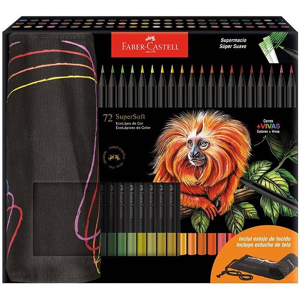 Lapis de cor redondo supersoft 72 cores estojo - faber-castell (pct.c/02)