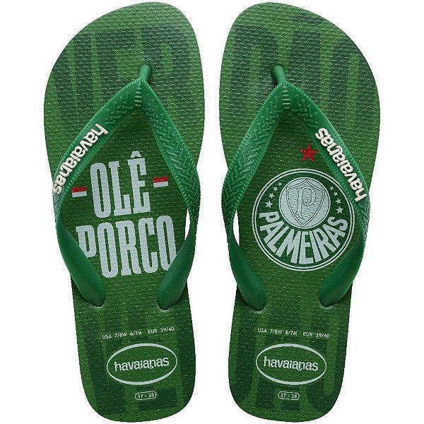 Chinelo havaianas masculino top palmeiras 37/8 verde - havaianas (par)