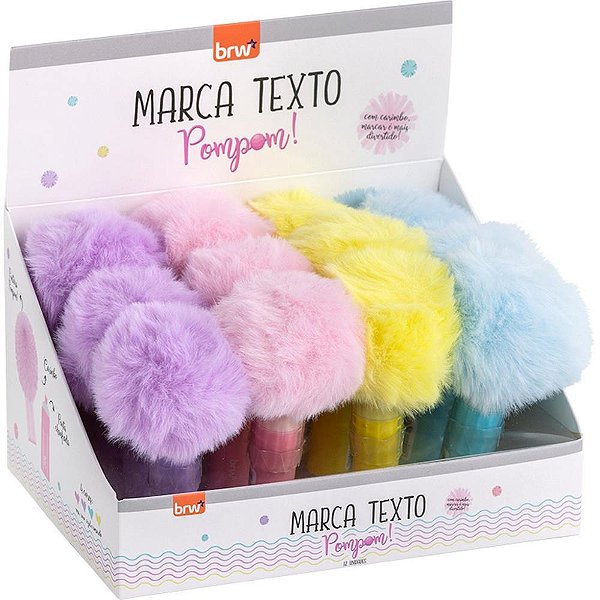 Caneta marca texto divertido pompom 4 cores - brw (dp.c/12)
