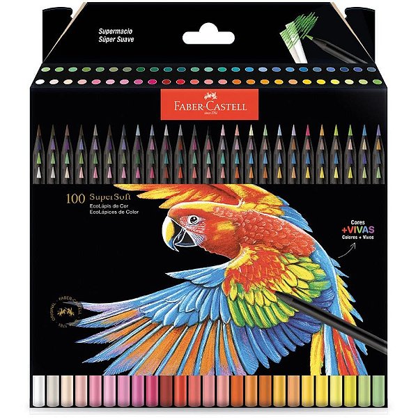 Lapis de cor redondo supersoft 100 cores - faber-castell (pct.c/02)
