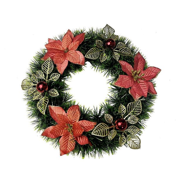 Artigo para decoracao natal guirlanda 30cm decorada rf1014 - v.m.p. (unidade)