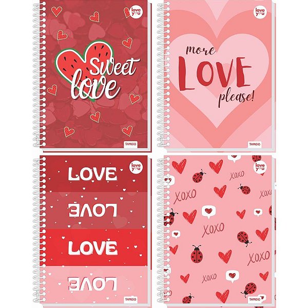 Caderno 01x1 capa dura love 80fls - tamoio (pct.c/04)