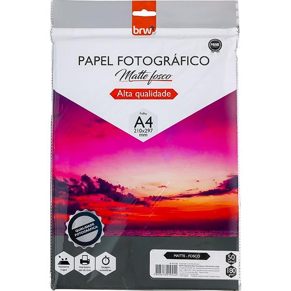Papel fotografico inkjet a4 matte fosco 180g. - brw (pct.c/50)