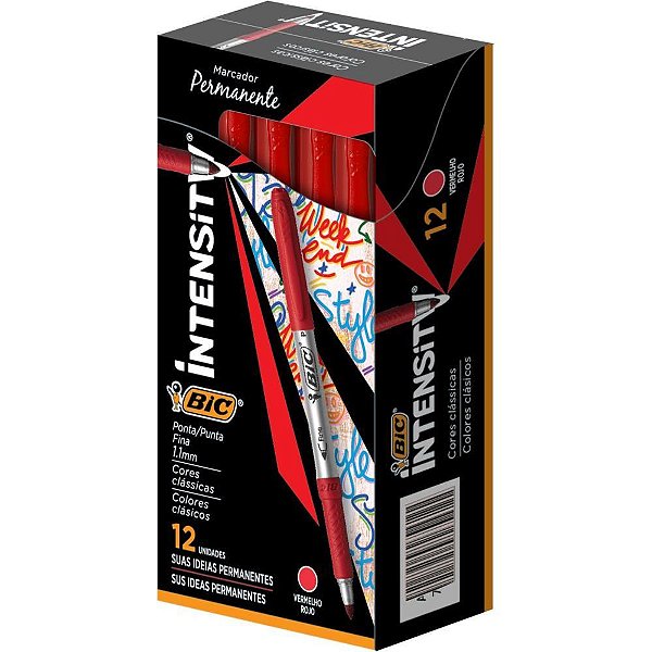 Pincel marcador permanente marking 1.1mm vermelho - bic (cx.c/12)