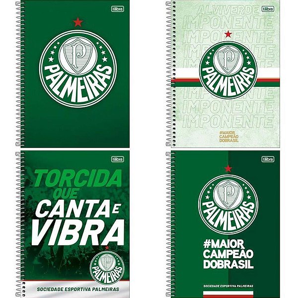 Caderno 10x1 capa dura palmeiras 160fls - tilibra (pct.c/04)