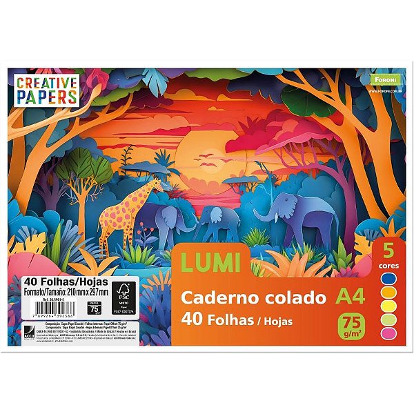 Bloco para educacao artistica creative paper lumi 40fls 75g - foroni (pct.c/05)