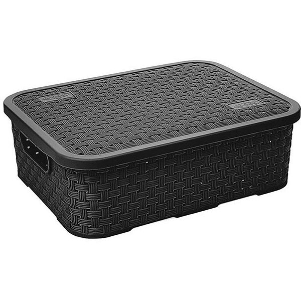 Caixa plastica multiuso rattan c/tampa baixa pt 4,5l - nitron (unidade)