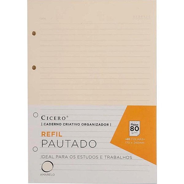 Caderno criativo refil pautado 40f 80g 170x240 - cicero (pacote)
