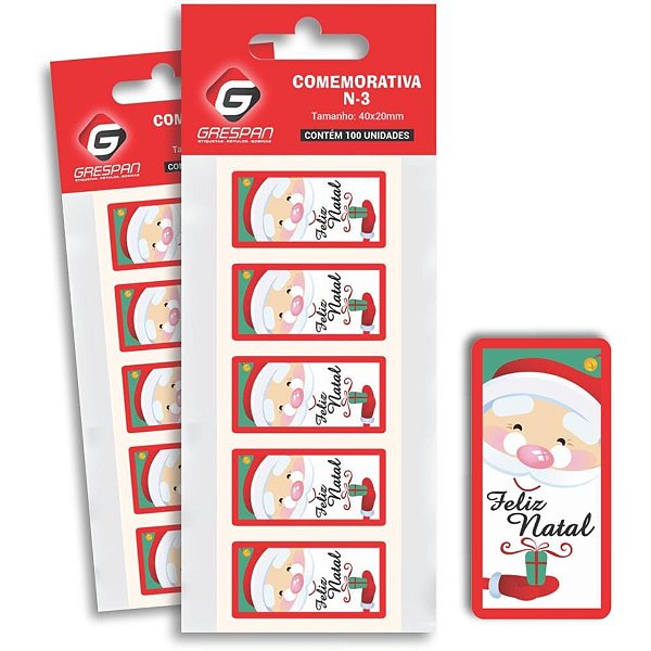 Etiqueta para presente feliz natal retangular - grespan (pct.c/100)