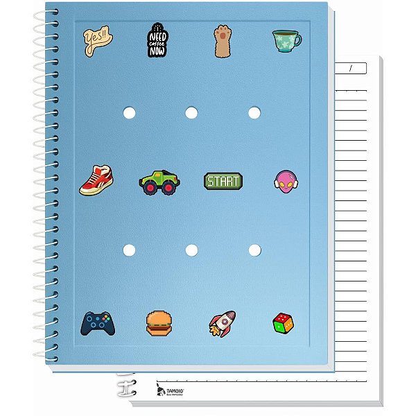 Caderno 10x1 capa dura charms azul 160fls - tamoio (unidade)