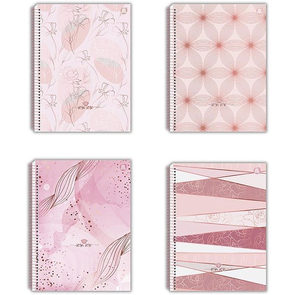 Caderno 15x1 capa dura rosa rose 240f - animativa (pct.c/02)