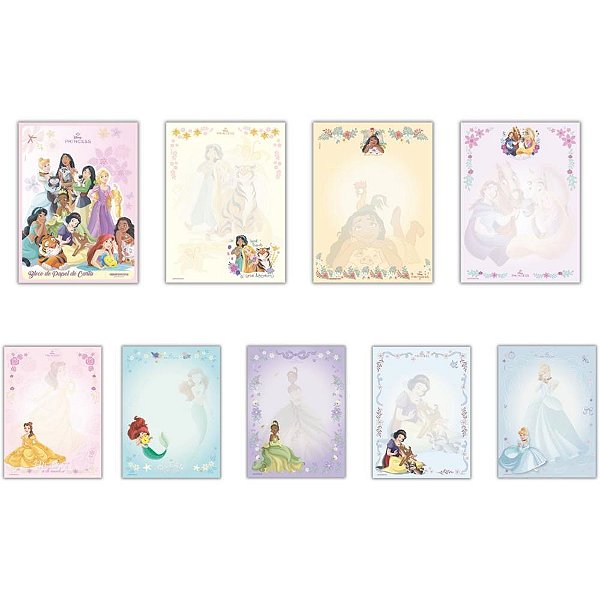 Papel de carta decorado princesas bloco 70g 48f - animativa (pct.c/09)
