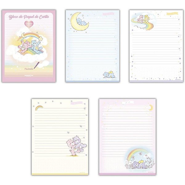 Bloco papel de carta ursinhos carinho.70g 179x241mm - animativa (pct.c/09)