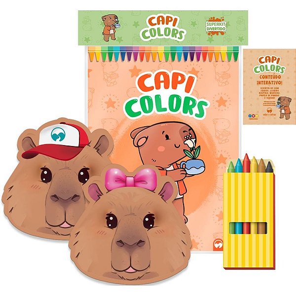 Livro infantil colorir super kit capivaras c/giz - vale das letras (unidade)