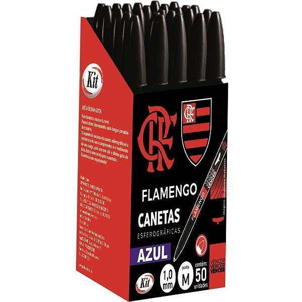 Caneta esferografica flamengo 1.0mm azul - kit (cx.c/50)