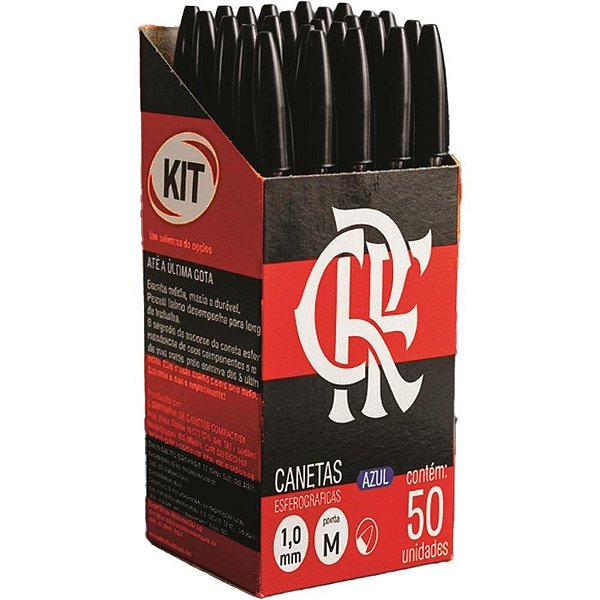 Caneta esferografica flamengo 1.0mm azul - kit (cx.c/50)