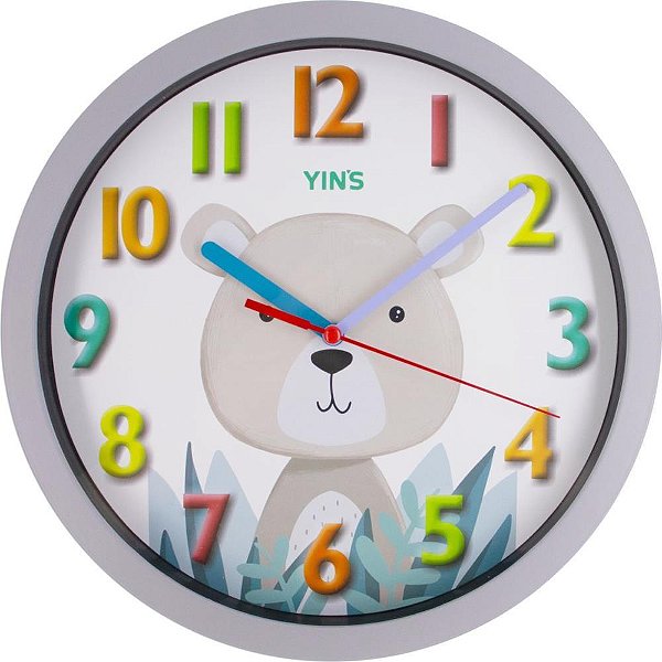 Relogio de parede redondo urso 25,5cm - tt brasil (unidade)