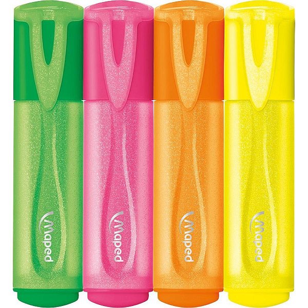 Caneta marca texto fluopeps glitter neon 4cor.(s) - maped (estojo)