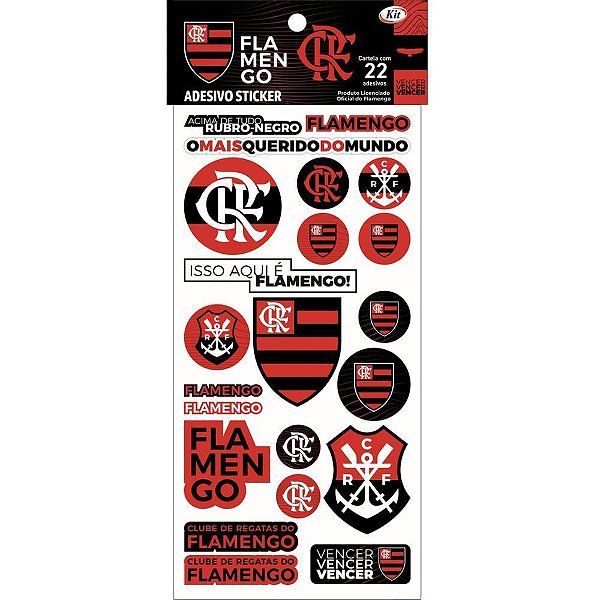 Adesivos decorados flamengo sticker 10x22adesivos - kit (pct.c/12)