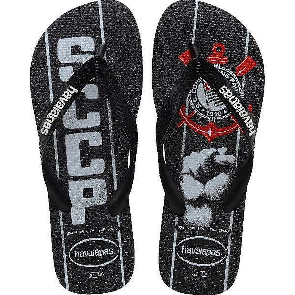 Chinelo havaianas licenciado top corinthians 41/2 preto - havaianas (par)