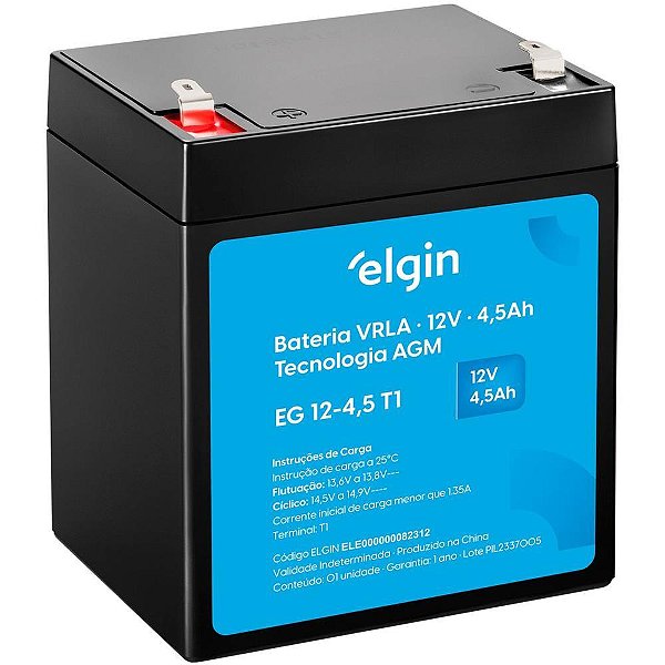 Bateria selada 12v chumbo vrla 4.5ah - elgin (unidade)