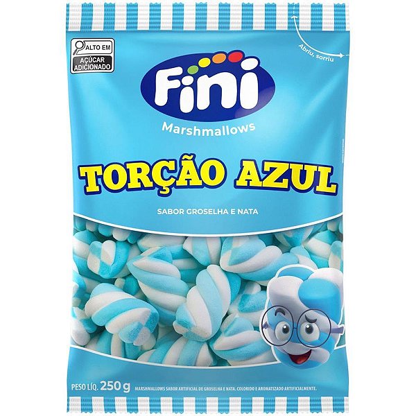 Doce marshmallow azul/branco 250g - fini (unidade)