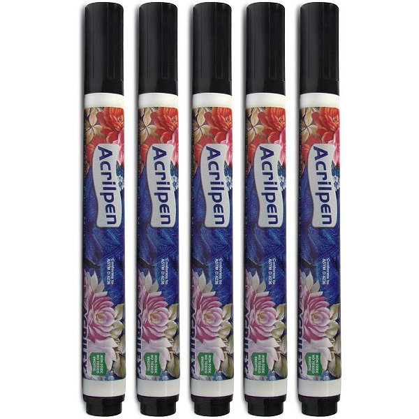 Caneta para tecido preto acrilpen - acrilex (cx.c/12)