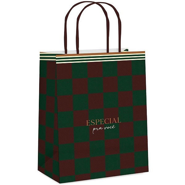 Sacola para presente decorada club m 26x19,5x9,5cm - cromus (pct.c/10)