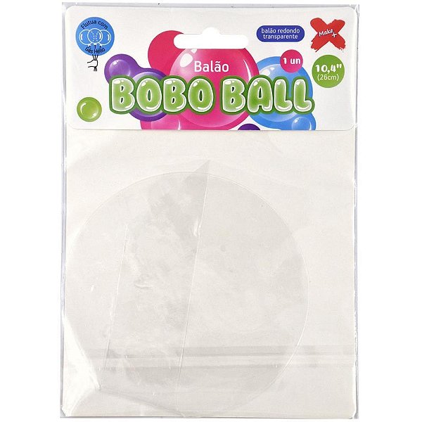 Balao bubble transparente bobo ball 26cm - make+ (unidade)