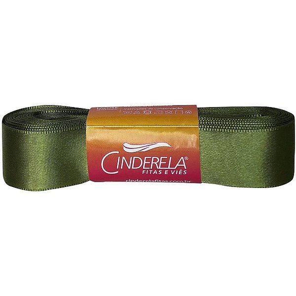 Fita de cetim 22mm 10m. verde militar - cinderela (unidade)