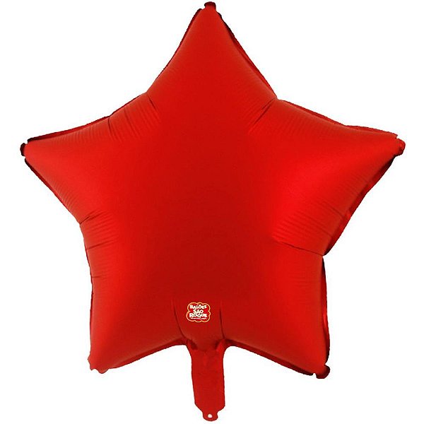 Balao metalizado estrela vermelha fosco 45cm - sao roque (unidade)