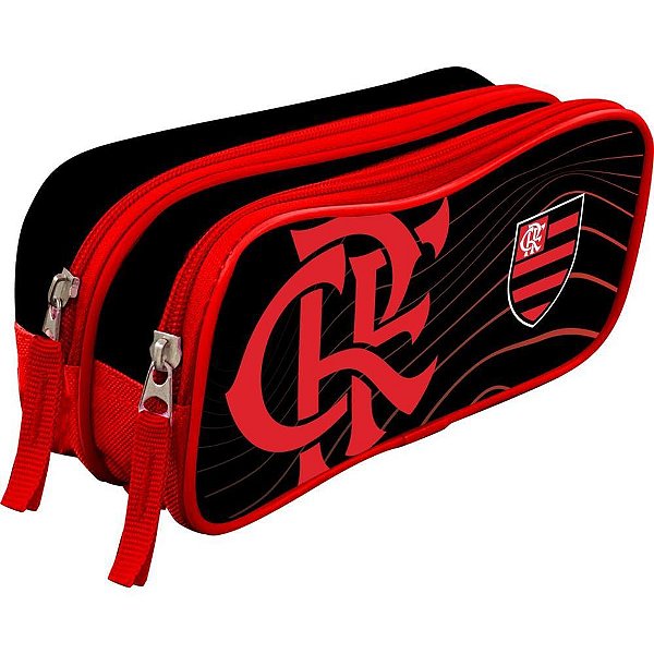 Estojo duplo flamengo preto/vermelho - kit (unidade)