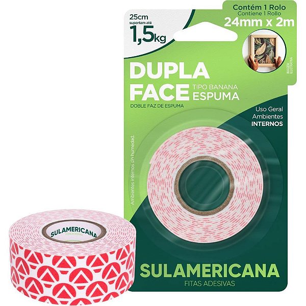 Fita dupla face espuma 24mmx2m. - sulamericana (unidade)