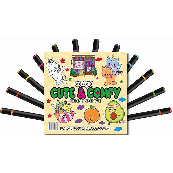 Livro de colorir cute e comfy c/12canetas - online editora (unidade)