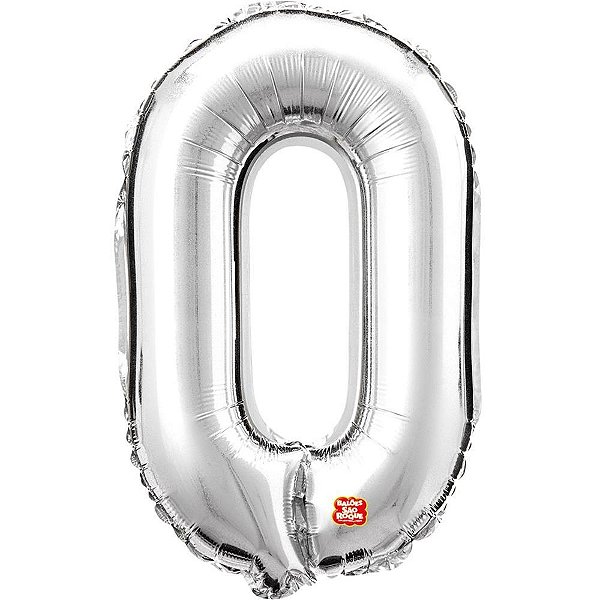Balao metalizado numero 0 prata 80cm. - sao roque (unidade)