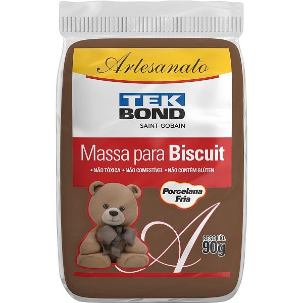 Massa de porcelana fria biscuit 90g marrom - tekbond (cx.c/06)