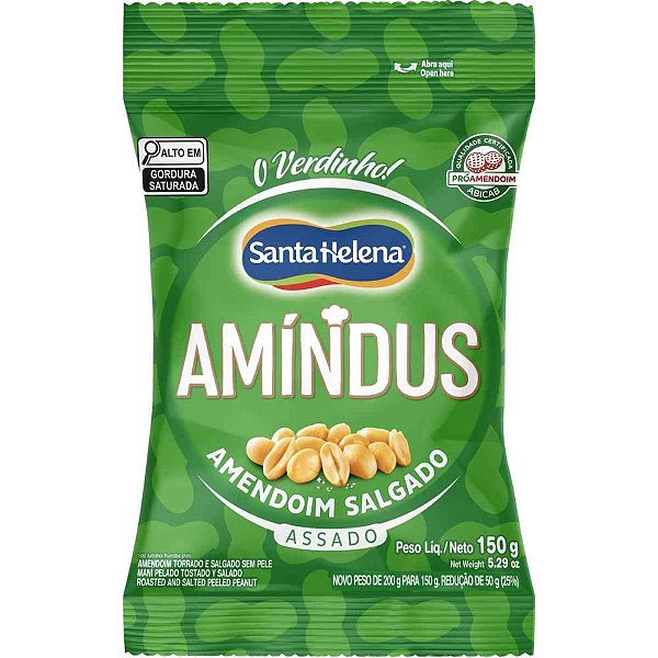Amendoim mendorato s/pele salgado 150g - santa helena (unidade)