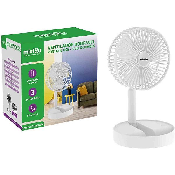 Ventilador usb mesa portatil recarreg.5v bco - santana centro (unidade)